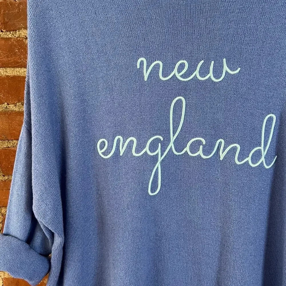The Paper Store‎ New England Sweater XL Blue Knit Oversized Lightweight Coastal